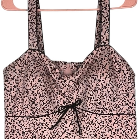 Dressbarn Pink & Black Summer Smocked Patterned Sundress with Front Bow Size 18W - Picture 3 of 11